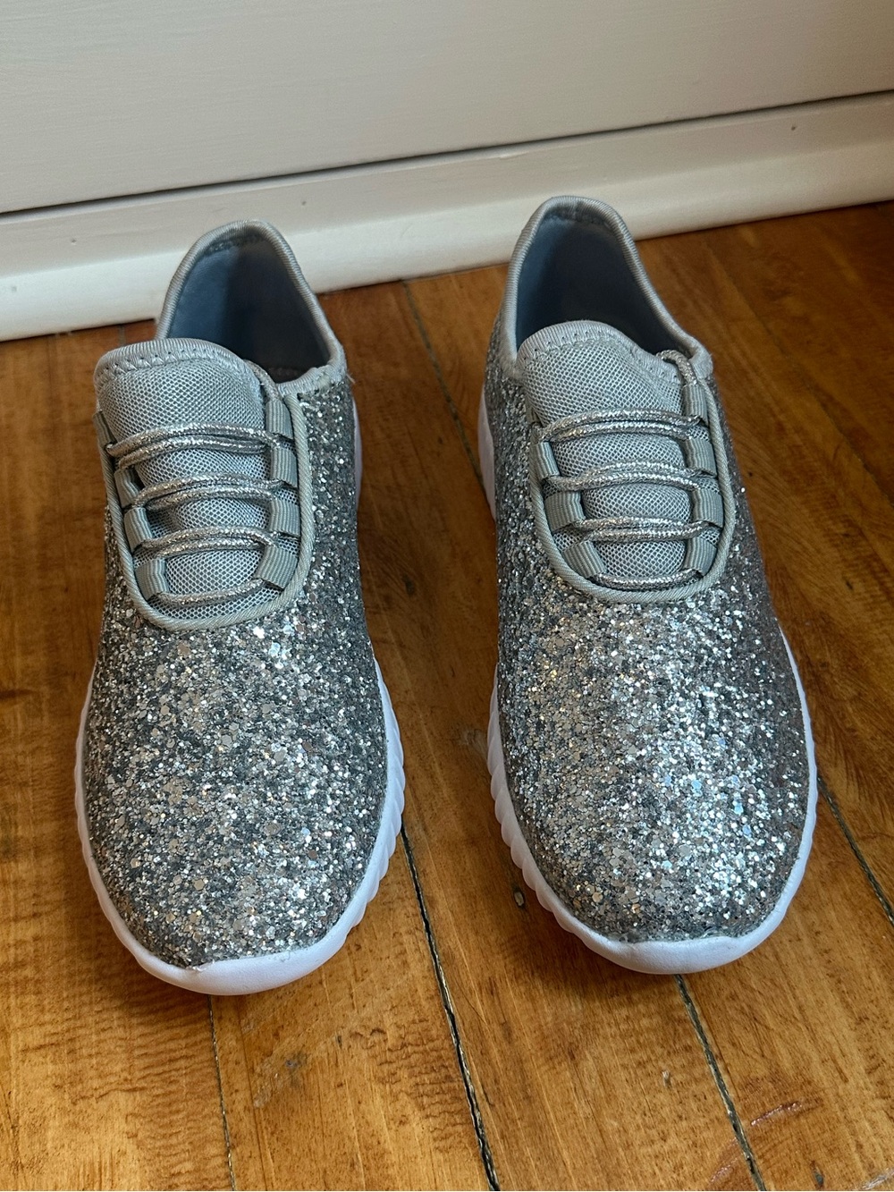 Women’s Silver Glitter Slip-On Sneakers